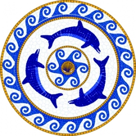 Large Mosaic Chasing Dolphins